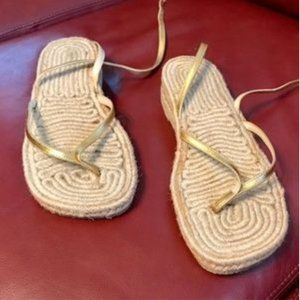 Espadrille flats, thin ankle strap, 8